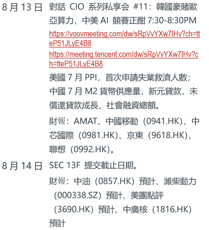 本周未來看點